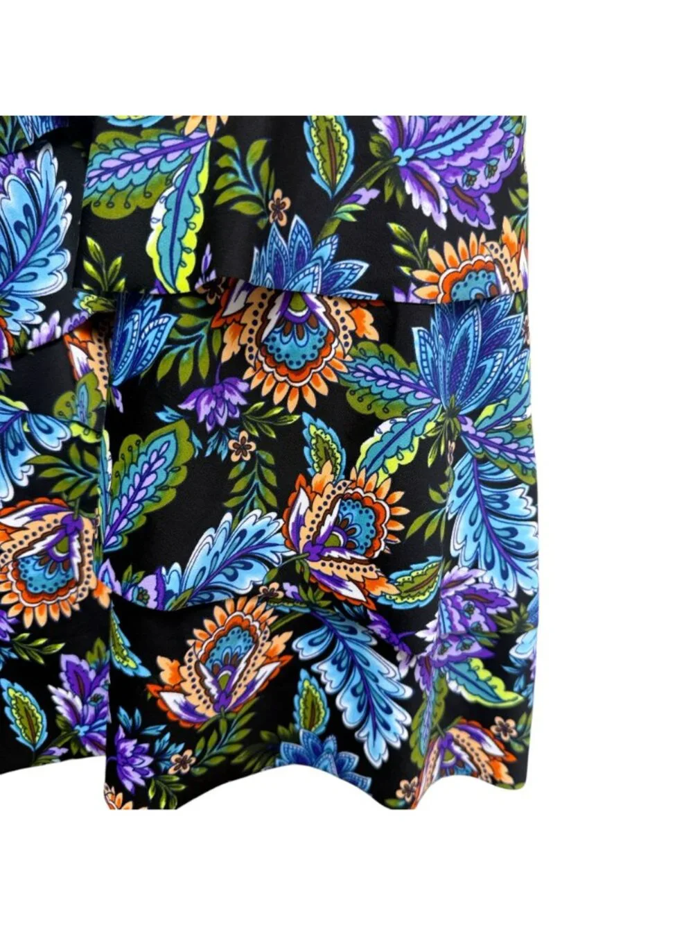 Swim Solutions Swimsuit Paisley Swim Dress Size 14 Slimming Black One Piece NWT - Picture 9 of 16
